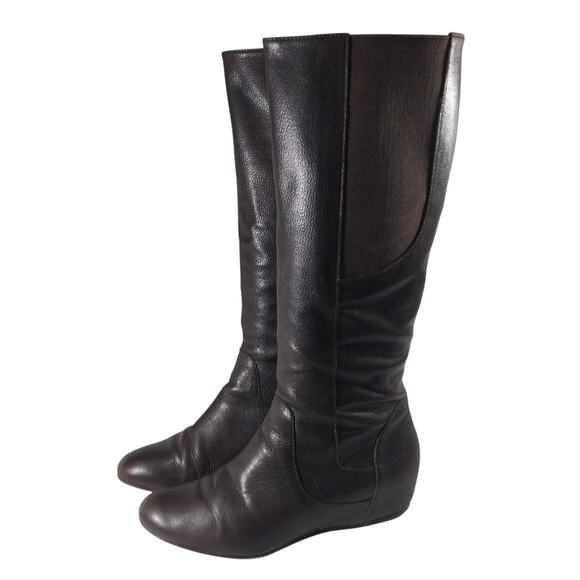 ENZO ANGIOLINI! ESPRESSO BROWN GENUINE LEATHER HIDDEN WEDGE HEEL BOITS! SZ 9.5M - Picture 11 of 11